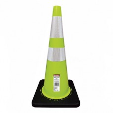 CONO DE SEGURIDAD VERDE CON DOBLE CINTA REFLEJANTE BASE NEGRA 70 CM --- MOD. 313003